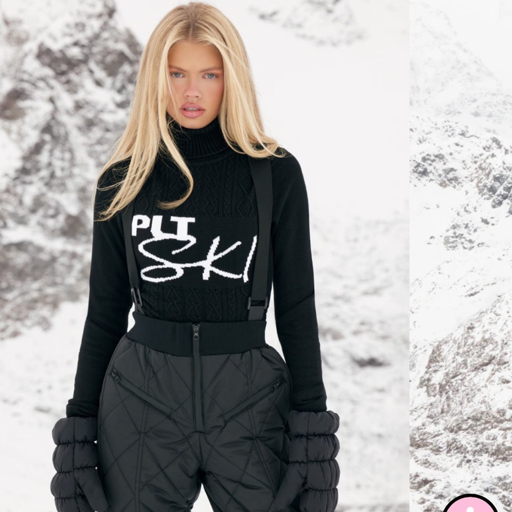 PrettyLittleThing Ski Black and White Turtleneck Sweater